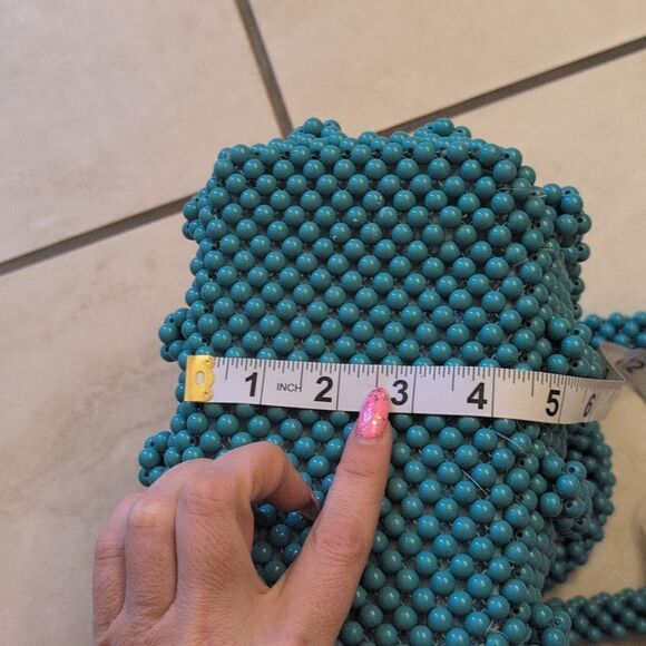 NWT Urban Expressions Turquoise Beaded Blue Handbag minibag - Picture 8 of 10